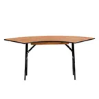 image of Flash Furniture YT-WSFT48-24-SP-GG Folding Banquet Table, 48" outside radius x 24"W x 30-1/4"H, 286 lb. static load, crescent top, 1/2" plywood, black PVC edge, steel legs