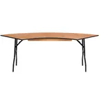 image of Flash Furniture YT-WSFT60-30-SP-GG Folding Banquet Table, 60" x 30", 350 lbs, Crescent Top, Plywood, Black PVC Edge, Steel Legs