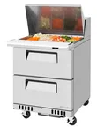 image of Turbo Air TST-28SD-12-D2-FB-N 27" Mega Top Sandwich Prep Table, 2 Drawers, Front Breathing, 12 Pans, Stainless Steel