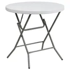 image of Flash Furniture DAD-YCZ-80R-GW-GG Folding Table, 31-1/2" Dia. x 30"H, Granite White Plastic, 220 lbs, Round, Indoor/Outdoor