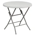 image of Flash Furniture RB-32R-GW-GG Folding Table, 31-1/2" Dia. x 30-1/4"H, Granite White Plastic Top, Gray Metal Legs, 220 lbs, Round, Indoor/Outdoor
