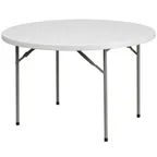 image of Flash Furniture RB-48R-GG Folding Table, 48" Dia. x 29"H, Granite White Plastic Top, Gray Powder Coated Metal Legs, Seats 5-6 Adults, 500 lbs