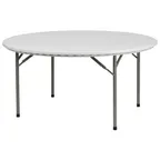 image of Flash Furniture RB-60R-GG Folding Table, 60" Dia. x 29"H, Granite White Plastic Top, Gray Metal Legs, 661 lbs, Round, Indoor/Outdoor
