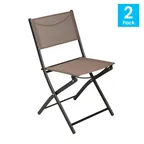 image of Flash Furniture TLH-SC-097-BRN-02-GG Brazos 300 lb. Folding Chair, Brown Flex Comfort Fabric Back & Seat, Black Steel Frame