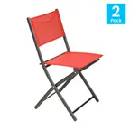 image of Flash Furniture TLH-SC-097-RED-02-GG Brazos Folding Chair, 300 lb, Red Flex Comfort Fabric Back and Seat, Black Steel Frame