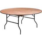 image of Flash Furniture YT-WRFT66-TBL-GG Folding Banquet Table, 66" Dia. x 30"H, 1000 lbs, Round, 3/4" Plywood Top, Black PVC Edge, Commercial Use