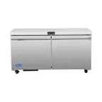 image of Atosa USA AUF60SD 60" Two Solid Door Undercounter Freezer, Stainless Steel, 15 cu. ft.