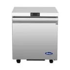 image of Atosa USA AUR27SD 27" One Solid Door Undercounter Refrigerator, Stainless Steel, 6.4 cu. ft.