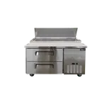 image of Omcan USA 48393 48” 1-Section Refrigerated Pizza Prep Table, 12 cu. ft., 6 Pans 1/3 Size