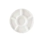 image of CAC China CMP-11 Tray, 11" Dia x 1-1/8" H, Round, 6 Compartments, Porcelain, Safe - 1 Dozen