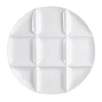 image of CAC China CMP-R12 12" Dia. x 1" H Round 9-Compartment Porcelain Super White Tray - 1 Dozen