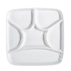 image of CAC China CMP-SQ8 - 8"x8" Square Porcelain Compartment Tray, 6 Compartments, Super White, 1 Dozen