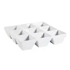 image of CAC China CMP-SQ9 - 9" Porcelain Tray, 9 Compartments, 4 Oz Each 9" x 9" x 2" White Finish - 1 Dozen