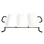 image of CACChina BF-G313 - GN 1/3 Food Pan Set, 3 Porcelain Pans 12-3/4"L x 6-7/8"W x 2-1/2"H, White, Set