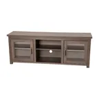 image of Flash Furniture GC-MBLK65-BK-GG 23" Rectangular TV Stand for up to 80" TVs, Black Wash Finish, Engineered Wood, 3 Shelves