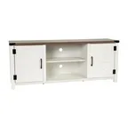 image of Flash Furniture GC-MBLK67-WH-GG 23" High Rectangular TV Stand for up to 65" TVs, Engineered Wood Frame, White Finish