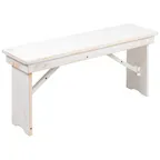 image of Flash Furniture XA-B-40X12-WH-GG Hercules Series 40" Folding Rustic Farm Bench, 12"D x 17"H, Antique White, 3/4" Solid Pine Top
