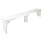 image of Flash Furniture XA-B-96X12-L-WH-GG Hercules Series 96" Folding Rustic Farm Bench, 12"D, Stained Wood Top, White Steel Posts