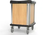 image of Dinex DXPPH10OK Phantom Meal Delivery Cart, 10 Tray, 43-48 Height, Stainless Steel & Oak