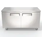 image of Hubert 184986 60" 2-Door Undercounter Refrigerator, Stainless Steel, 15 cu. ft., Front Breathing