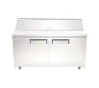 image of Hubert 22847 60" 2-Door Mega Top Sandwich and Salad Prep Table, 16 Pans, Stainless Steel