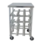 image of Omcan USA 27770 Stainless Steel Can Rack with Table Top, 5" Casters