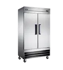 image of Omcan USA 50110 29" 2-Solid Door Reach-In Refrigerator, 26.5 cu. ft., Stainless Steel, Top Mounted