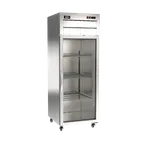 image of Omcan USA 50118 32" 1-Glass Door Reach-In Refrigerator, 21.5 cu. ft., Top Mounted, Stainless Steel