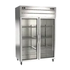 image of Omcan USA 50119 32" 2-Glass Door Reach-In Refrigerator, 43.1 cu. ft., Stainless Steel, Top Mounted