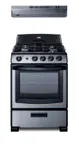 image of Summit RGH24RSS Gas Range & Convertible Hood Set, Natural Gas, 24"W