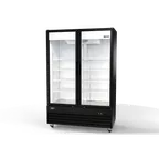 image of Omcan USA 50124 - 54" Two-Section Merchandiser Refrigerator, 35.5 cu.ft, Stainless Steel, Black, 115V