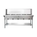 image of Koolmore KM-OWS-5SG 72" Electric Steam Table with Undershelf and Sneeze Guard, (5) Open Wells