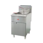 image of Omcan USA 48308 21" Floor Model Gas Deep Fryer, Split Pot, Natural Gas, 75 Ibs, 120.000 BTU