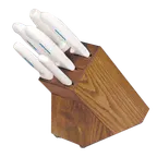 image of Dexter 21008 SofGrip (HSG-3) 7‑Piece White Knife Set, 10" Chef, 8" Bread, Diamond Sharpener - Set