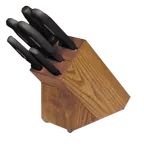image of Dexter 21009 SofGrip (HSGB-3) 7‑Piece Black Knife Block Set High‑Carbon, Soft‑Rubber Handles - Set