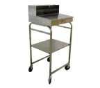 image of Omcan USA 13511 Mobile Receiving Desk, Sloped Top, Stainless Steel, Locking Storage, 5" Casters