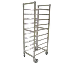 image of Omcan USA 23833 Stainless Steel Mobile Full Size End Load Pan Rack w/ (10) 18" x 26" Pan Capacity