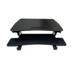 image of Omcan USA 44560 Ergonomic Sit & Stand Desk Platform, Adjustable Height 19-11/16", 35.43"W x 7.5"D, Black, Retractable Keyboard Tray