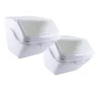 image of Omcan USA 80989 Shelf Ingredient Bin Set, 47.7L White Plastic Tub with Hinged Cover, Scoops – 2/Set