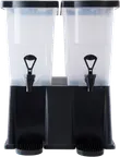 image of Omcan USA 81121 Double Juice & Beverage Dispenser, Two 12‑Qt PP Tanks, Clear Black Base, NSF