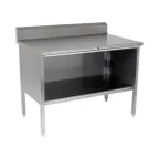 image of John Boos EBOS4R5-24144 Open Front Work Table with Mid-Shelf, Backsplash / 144"W X 24"D
