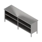 image of John Boos EBOS6-2484 Open Front Work Table with Mid-Shelf, Flat Top / 84"W X 24"D