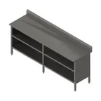 image of John Boos EBOS6R5-2484 Open Front Work Table with Mid-Shelf, Backsplash / 84"W X 24"D