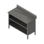 image of John Boos EBOS6R5-3048 Open Front Work Table with Mid-Shelf, Backsplash / 48"W X 30"D