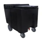 image of CACChina ICCD-126K Ice Caddy, 31-1/2"L x 23"W x 29-3/8"H, 126 lb Black Plastic Bin, Sliding Cover
