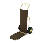 image of Forbes Industries 1555-CK Bellman's Handtruck w/ 23 1/2" Fold Up Dropnose, Wrap Around Carpet - Brushed Brass Tube