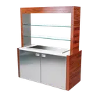 image of Forbes Industries 4885 Portable Mobile Back Bar w/ Stainless Steel Doors and Avonite Countertop - 62"W x 27-1/2"D x 78"H 