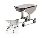 image of Forbes 4959-WDS Room Service Table 36"L x 43"W Oval Laminated Wood Top Tilt‑Up, Drop Leaves, Brakes