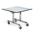 image of Forbes Industries 4961 Room Table 35-1/2"x39" Rect Lam, Leaves, 4 Wheels 2 Brakes, Shelves, SS Frame