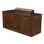 image of Forbes Industries 5751 Beverage Cart w/ 3-Section Enclosed Cabinet, (4) Doors, Avonite Top, Wood Veneer